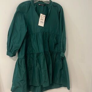 Forest Green ruffle dress! Light and Airy! Perfect for all seasons! Brand new!!